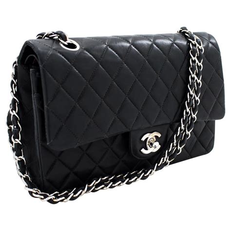 chanel silver handbag|Chanel bag black and silver.